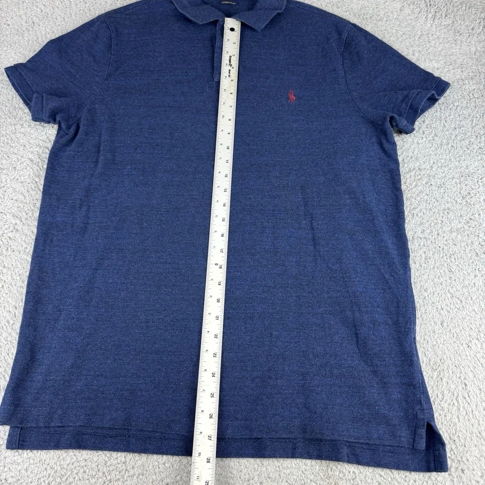 Polo Ralph Lauren Shirt Mens XL Blue Short Sleeve Custom Slim Fit Preppy Heather